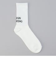 ロゴ刺繍 ジャガード クルーリブソックス