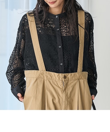 パッチワーク レースシャツ