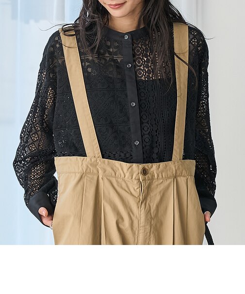 パッチワーク レースシャツ