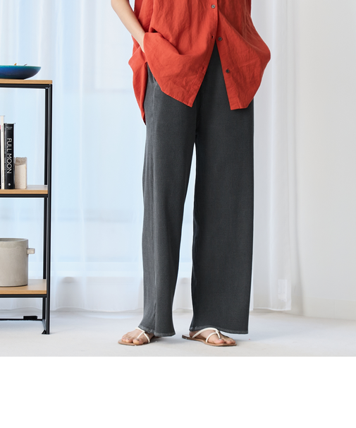 ピグメント リブ イージーワイドパンツ