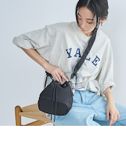 ギャザーハンドル 巾着ショルダーバッグ