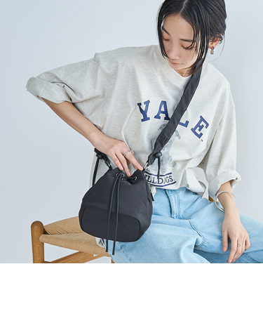 ギャザーハンドル 巾着ショルダーバッグ