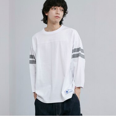 USAコットン七分袖フットボールTシャツ