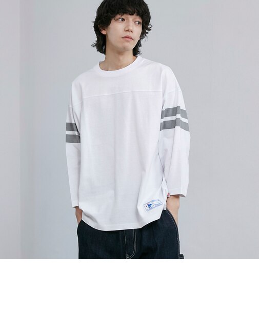 USAコットン七分袖フットボールTシャツ