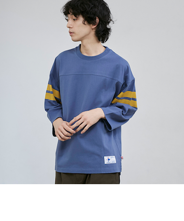 USAコットン七分袖フットボールTシャツ