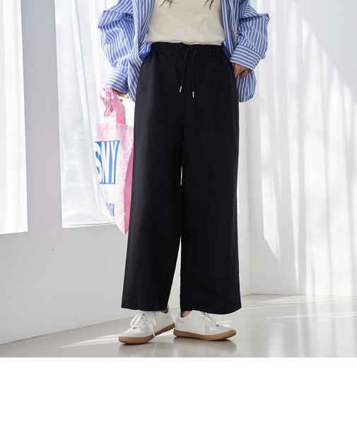 接触冷感リネンレーヨンワイドパンツ（WEB限定サイズ）