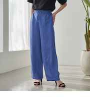 接触冷感リネンレーヨンワイドパンツ(WEB限定サイズ)