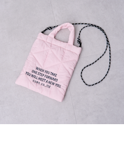 【新色追加】ロゴ刺繍 幾何柄 キルト2wayショルダーバッグ