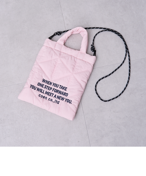 【新色追加】ロゴ刺繍 幾何柄 キルト2wayショルダーバッグ