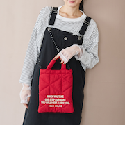 ロゴ刺繍 幾何柄 キルト2wayショルダーバッグ