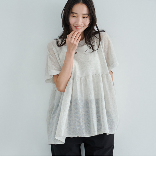 サラコ切替ギャザードルマンサマーニット