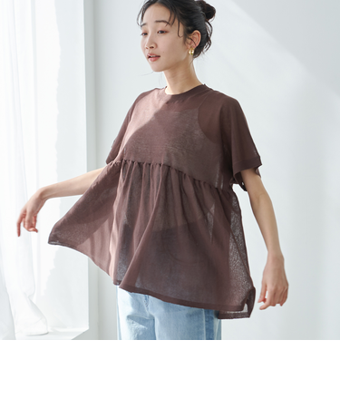 サラコ切替ギャザードルマンサマーニット