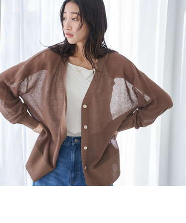 サラコカタアゼVネックニットカーディガン