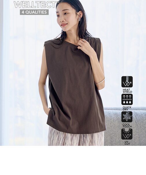 【WELLTECT】 USAコットンタックノースリーブTシャツ