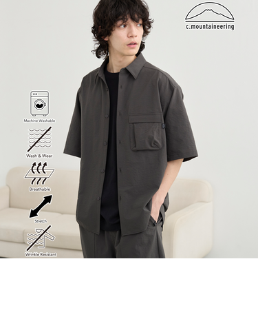 【C.Mt】AIRCOメッシュストレッチシャツ 通気性/防しわ機能付き