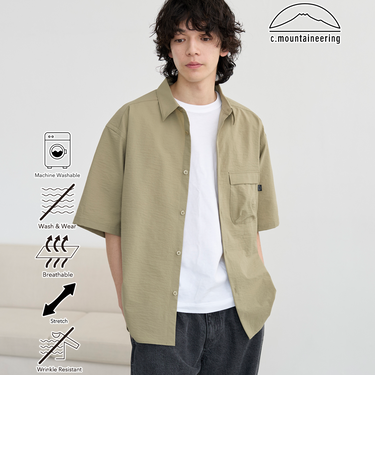 【C.Mt】AIRCOメッシュストレッチシャツ　通気性/防しわ機能付き