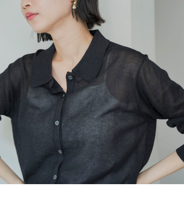 ラメシアー ニットシャツカーディガン