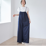 【セットアイテム】フレンチスリーブ Tシャツ＆ギャザーサロペット セット