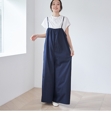 【セットアイテム】フレンチスリーブ Tシャツ＆ギャザーサロペット セット