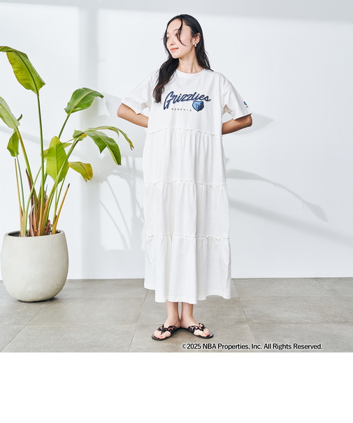 NBA別注 ティアードロゴプリントTシャツワンピース