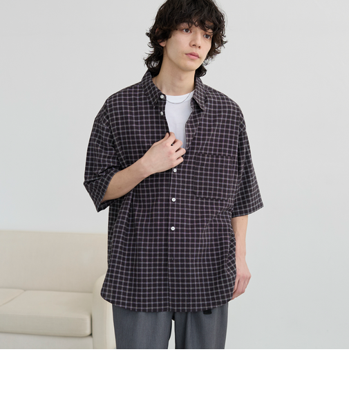 コットンシアーチェックシャツ