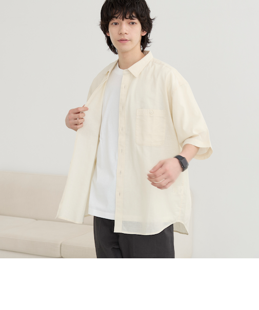 リネンコットンショートスリーブシャツ