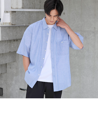 リネンコットンショートスリーブシャツ