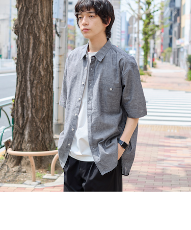 リネンコットンショートスリーブシャツ
