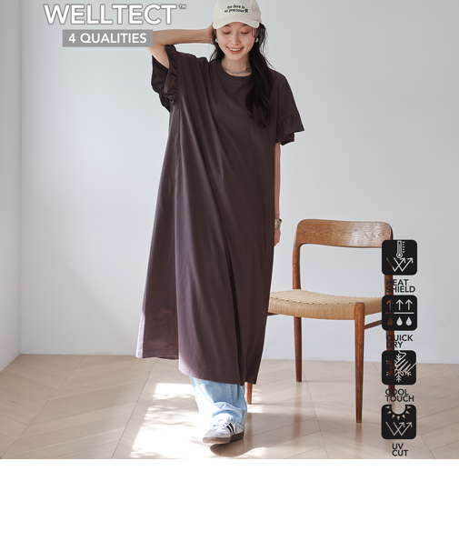 エマール検証済み【UVカット・接触冷感】WELLTECT USA フリルワンピース