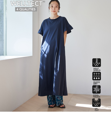 エマール検証済み【UVカット・接触冷感】WELLTECT USA フリルワンピース