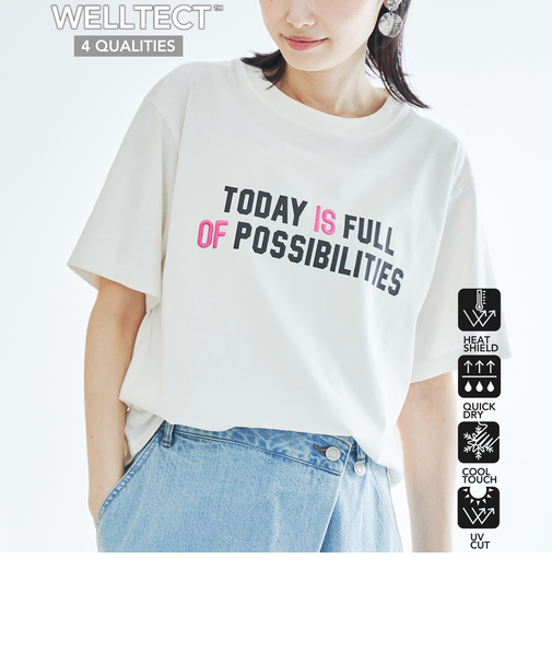 【UVカット・接触冷感】WELLTECT  USA ロゴプリントTシャツ