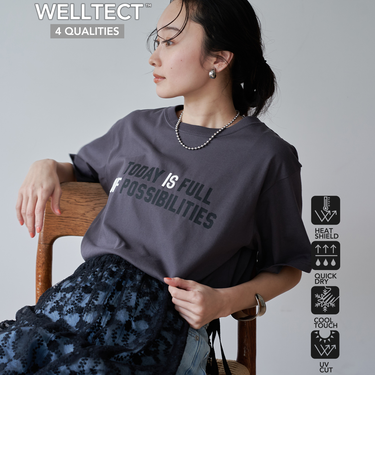 【UVカット・接触冷感】WELLTECT  USA ロゴプリントTシャツ