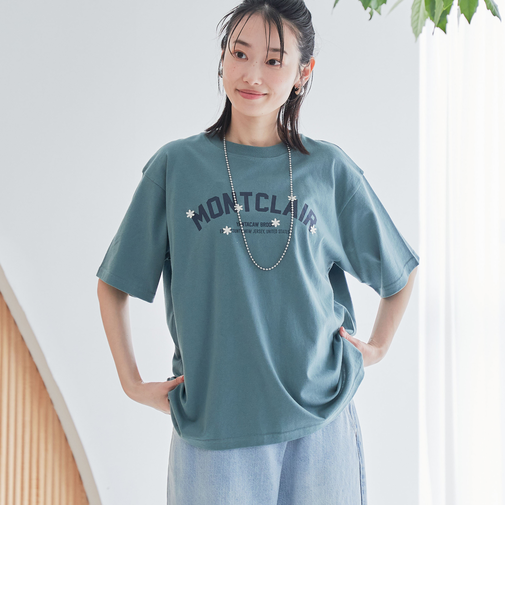 【接触冷感】カレッジロゴプリントTシャツ