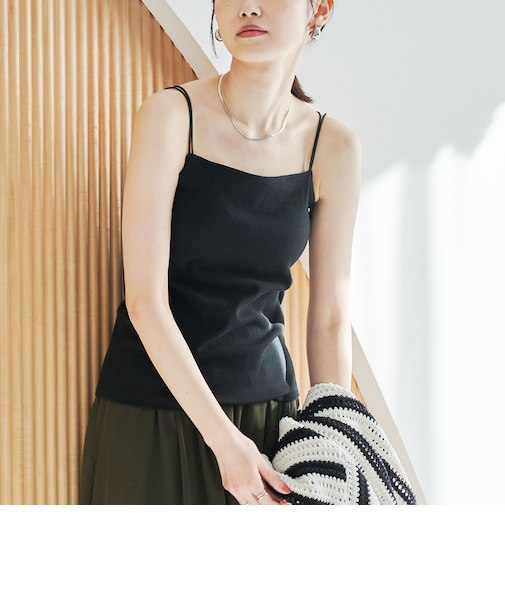 スクエアリブカップ付きキャミソール
