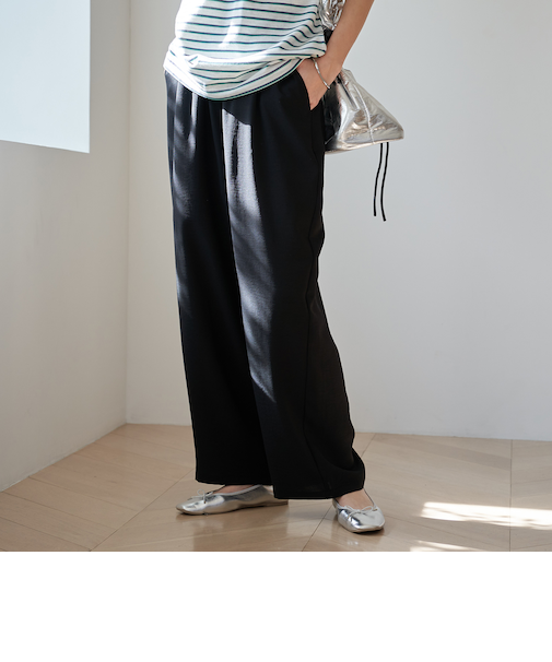 【接触冷感】ドライタッチイージーワイドパンツ
