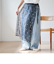 フラワーモチーフチュールラップスカート