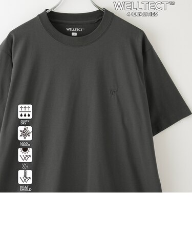 【WELLTECT】ロゴ刺繍Tシャツ　ー吸水速乾、接触冷感、UVカット、遮熱ー