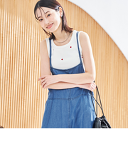 ハートモチーフリブ刺繍タンクトップ