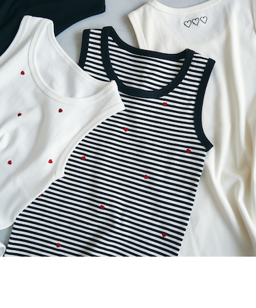 ハートモチーフリブ刺繍タンクトップ