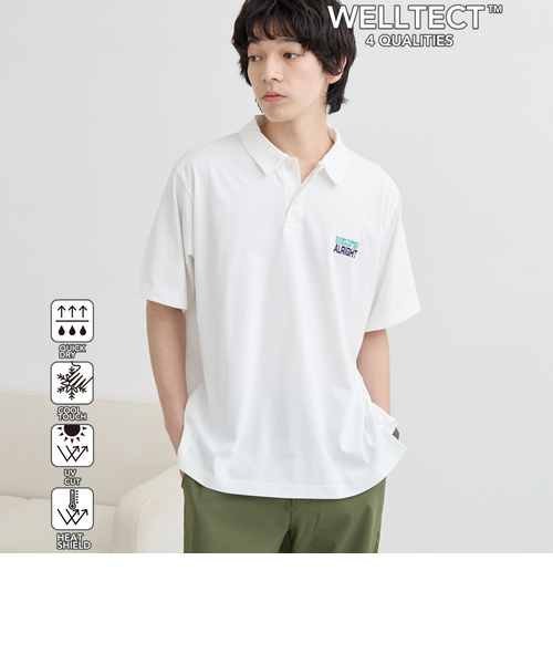 ホワイト ポロシャツ ロゴ刺繍 WELLTECT/多機能＞刺繍ロゴポロシャツ ー吸水速乾、接触冷感、UVカット