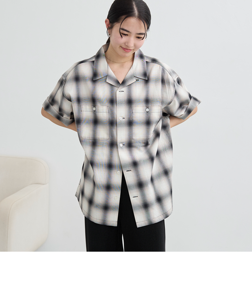 オンブレーチェックパナマシャツ