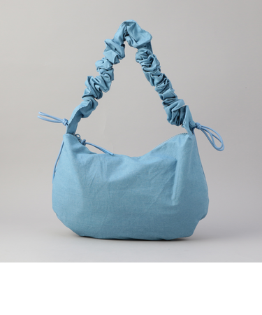 キャザーハンドルショルダーバッグ（デニム）