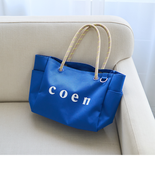 【一部WEBカラー・新色登場】coen（コーエン） ロゴ ポリキャンバストートバッグ（Mサイズ）