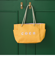 【一部WEBカラー・追加】coen（コーエン） ロゴ ポリキャンバストートバッグ（Mサイズ）