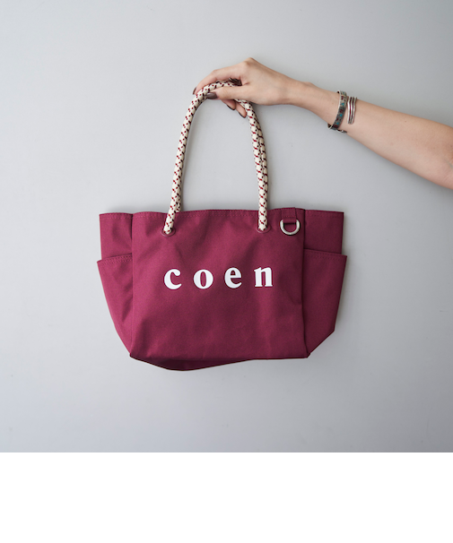【一部WEBカラー・追加】coen（コーエン） ロゴ ポリキャンバストートバッグ（Mサイズ）