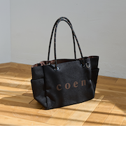 【一部WEBカラー・追加】coen(コーエン) ロゴ ポリキャンバストートバッグ(Mサイズ)