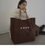 【再入荷/新色登場】 coen(コーエン) ロゴ ポリキャンバストートバッグ(Lサイズ)