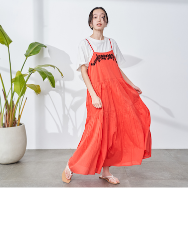 【Lipa別注】 モチーフ刺繍キャミワンピース