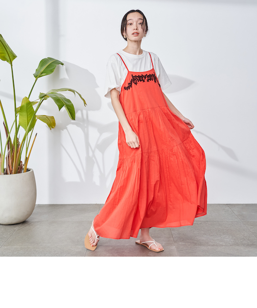 【Lipa別注】 モチーフ刺繍キャミワンピース