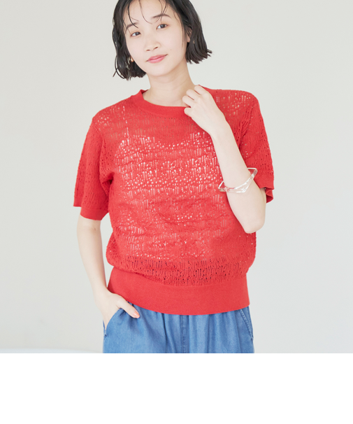 レースサマーニットプルオーバー